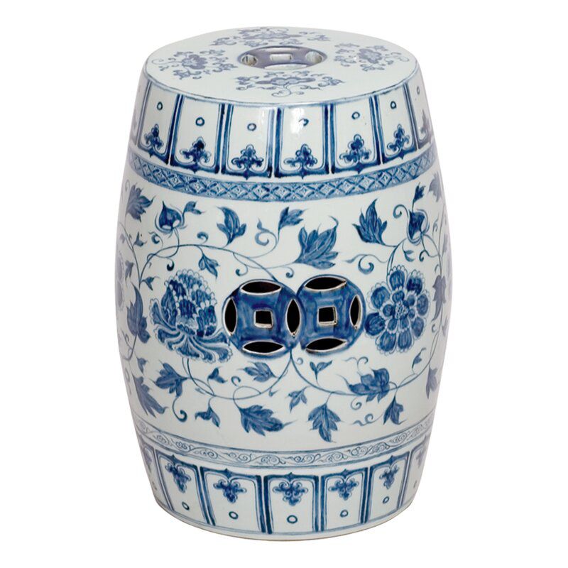 蓝色的中国式花园凳子