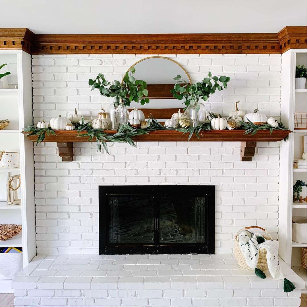白色南瓜壁炉