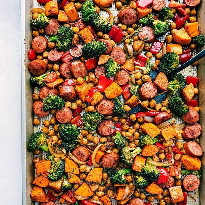 一锅健康香肠，鹰嘴豆和蔬菜