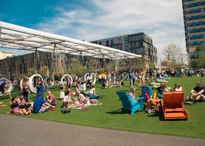 在波士顿的海港上d草坪