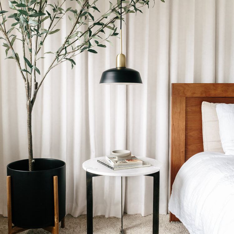 如何为植物带来冬天 - 在时尚的卧室旁边的床旁边