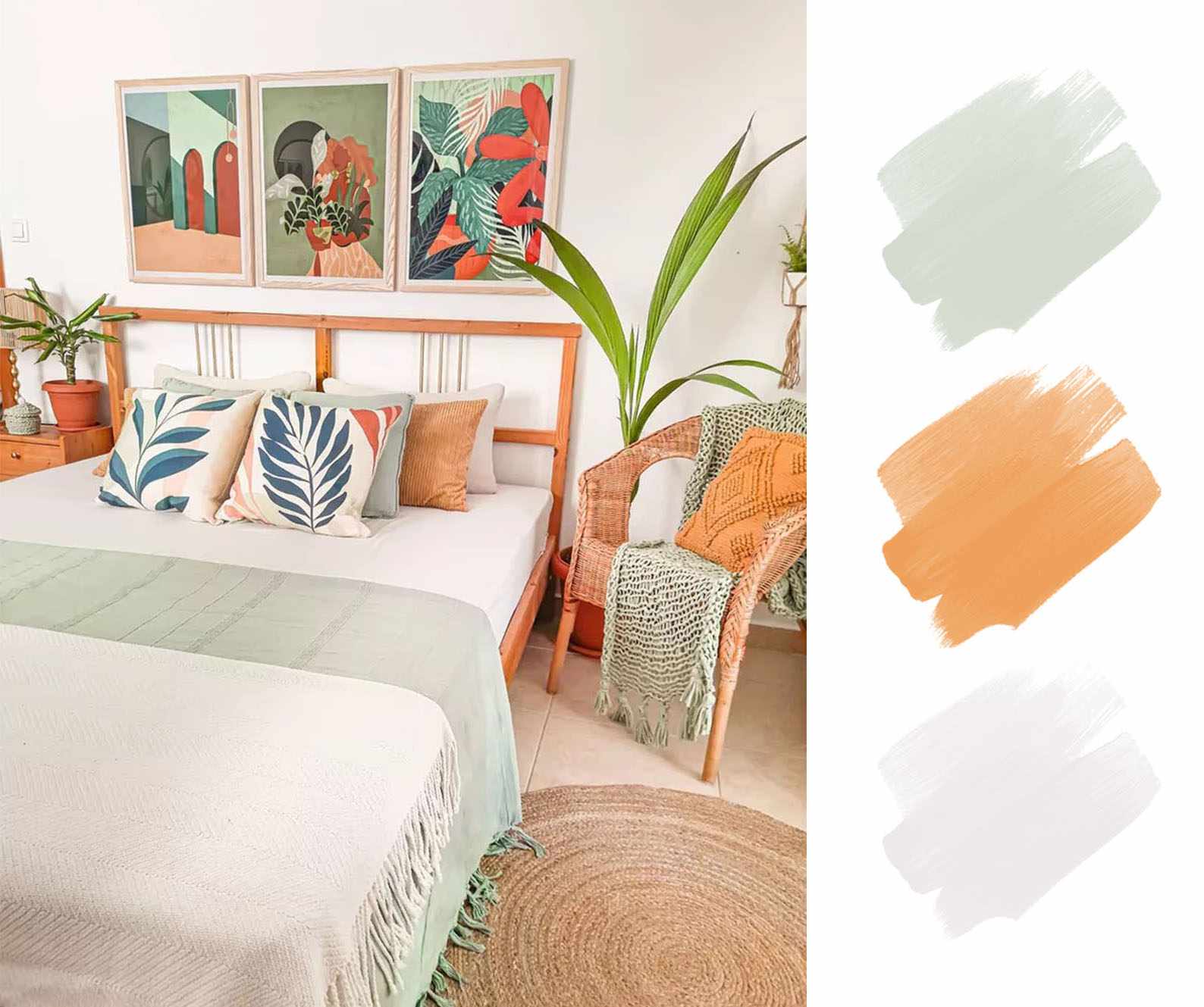 最佳土色调调色板，鼠尾草，橙色和白色