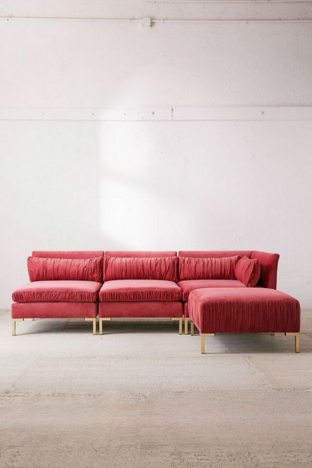 塞西莉亚褶边天鹅绒组合沙发