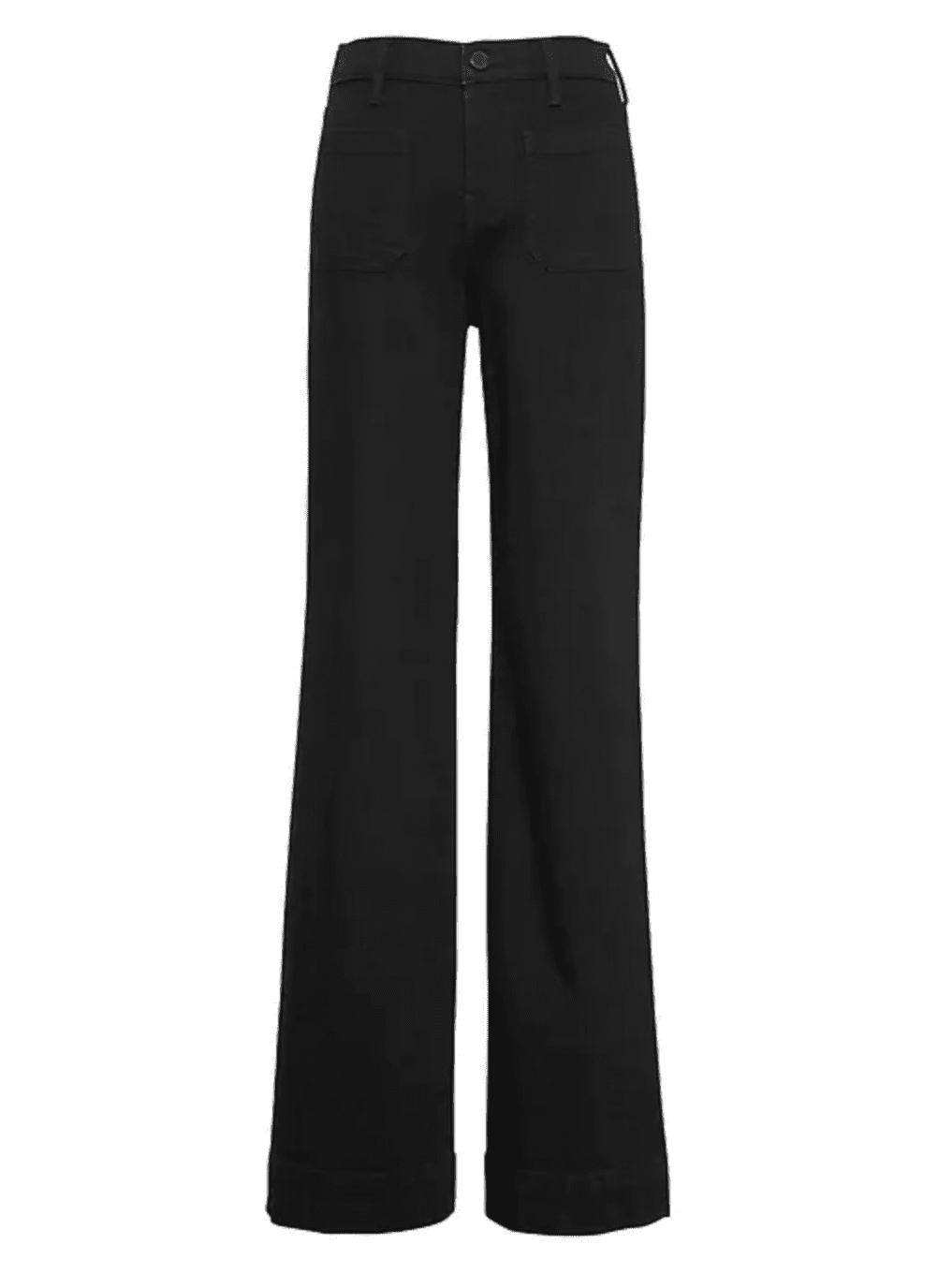 高层宽腿补丁口袋牛仔裤