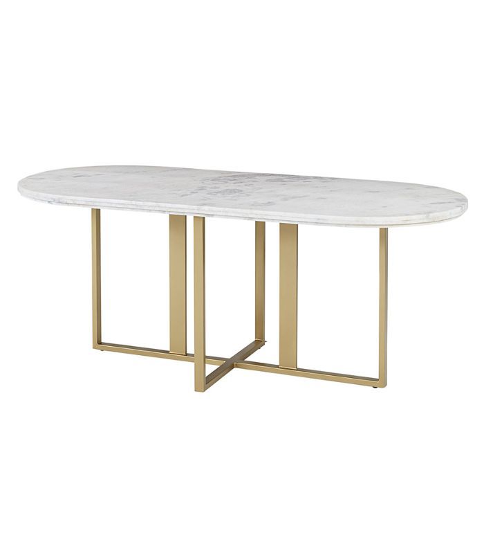 Dylia大理石和黄铜椭圆餐桌