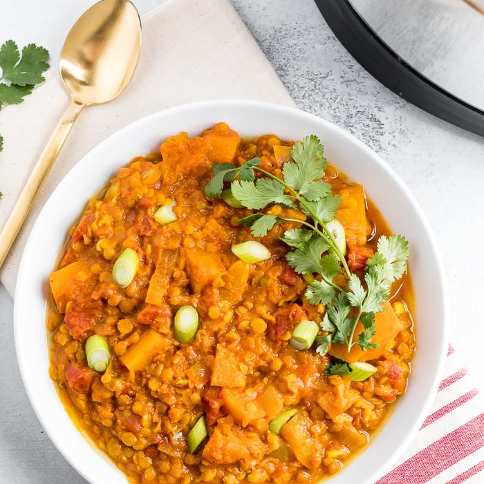 慢炖锅胡桃南瓜红扁豆炖