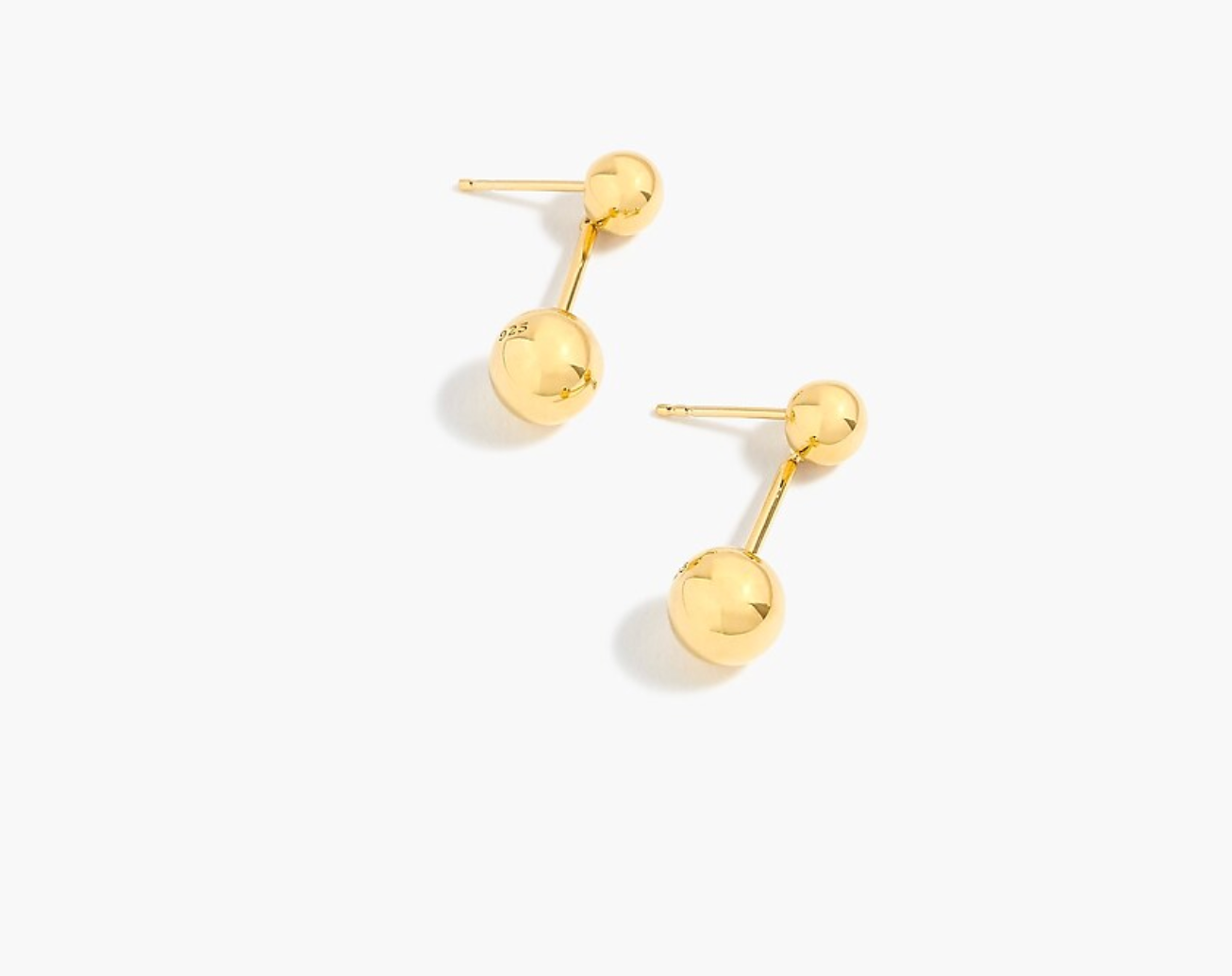 半精14k镀金双球耳环