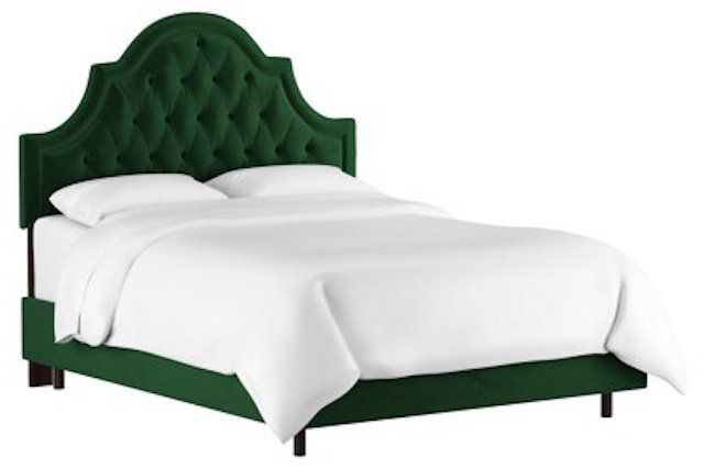 国王巷一号哈维簇绒床，翡翠天鹅绒