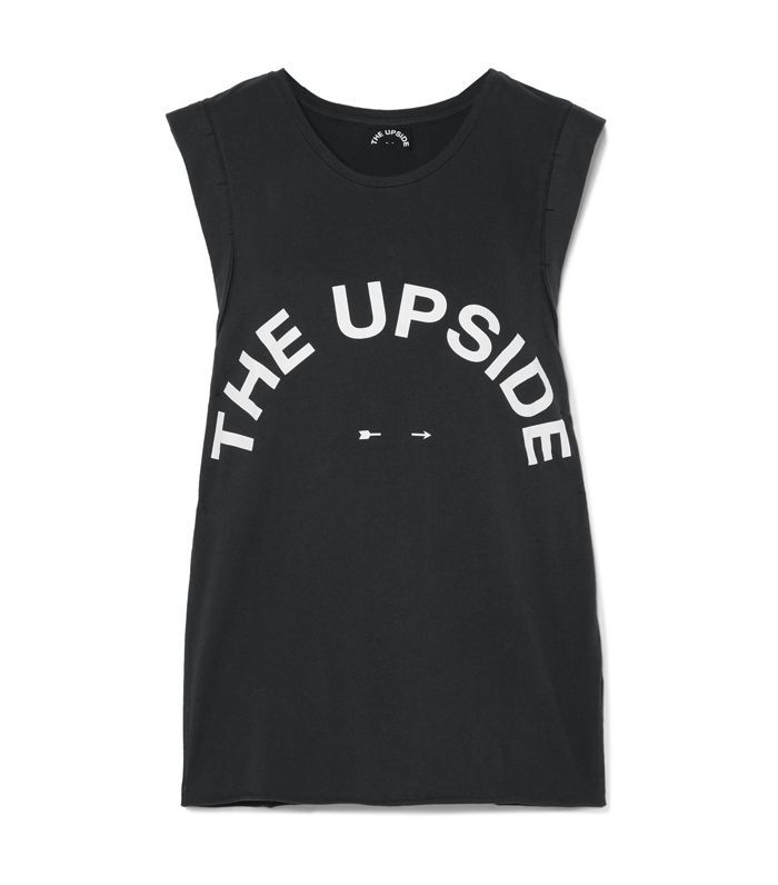 上面的肌肉印花棉泽西坦克“class=