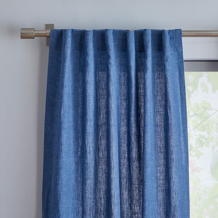 比利时亚麻亚麻窗帘在靛蓝