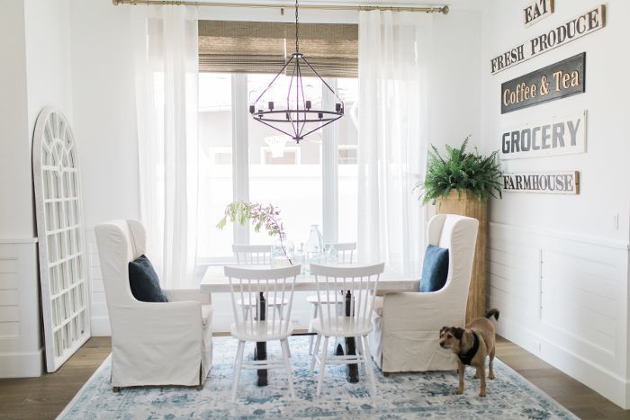 单身女郎阿里·费多托斯基蓝白相间的餐厅有8个座位