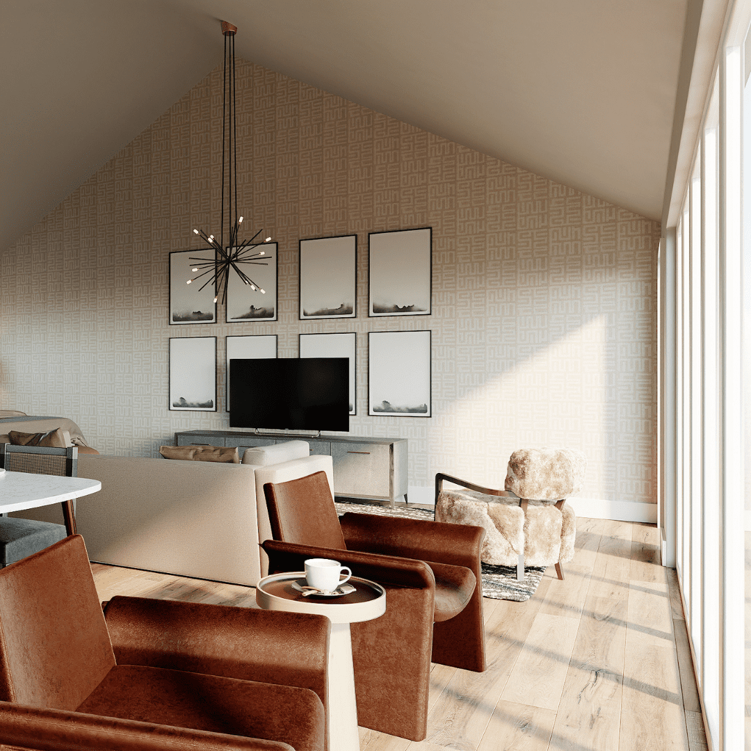 皮革和奶油色客厅