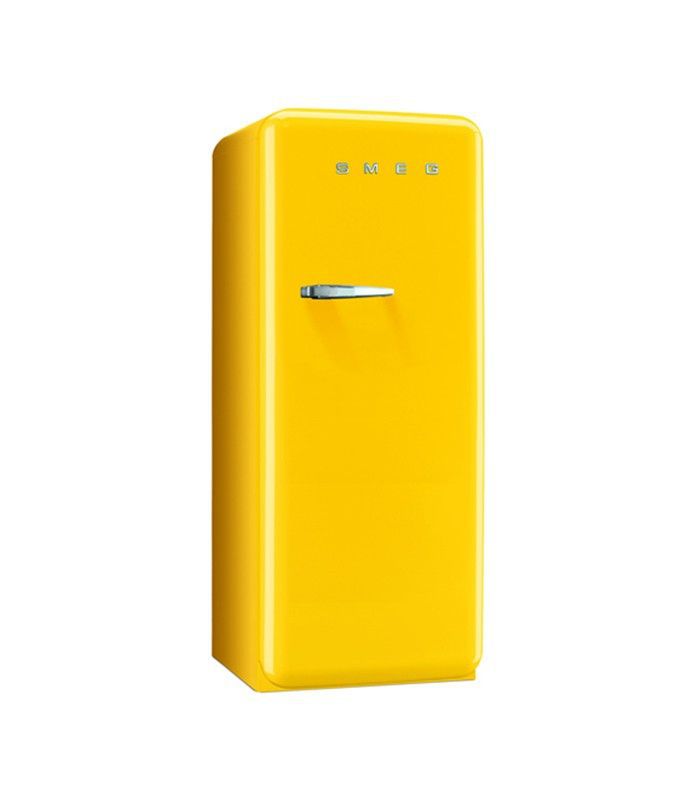黄色复古的冰箱