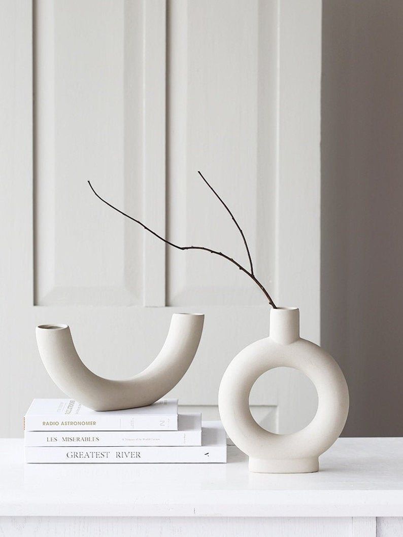 陶瓷白色甜甜圈花瓶