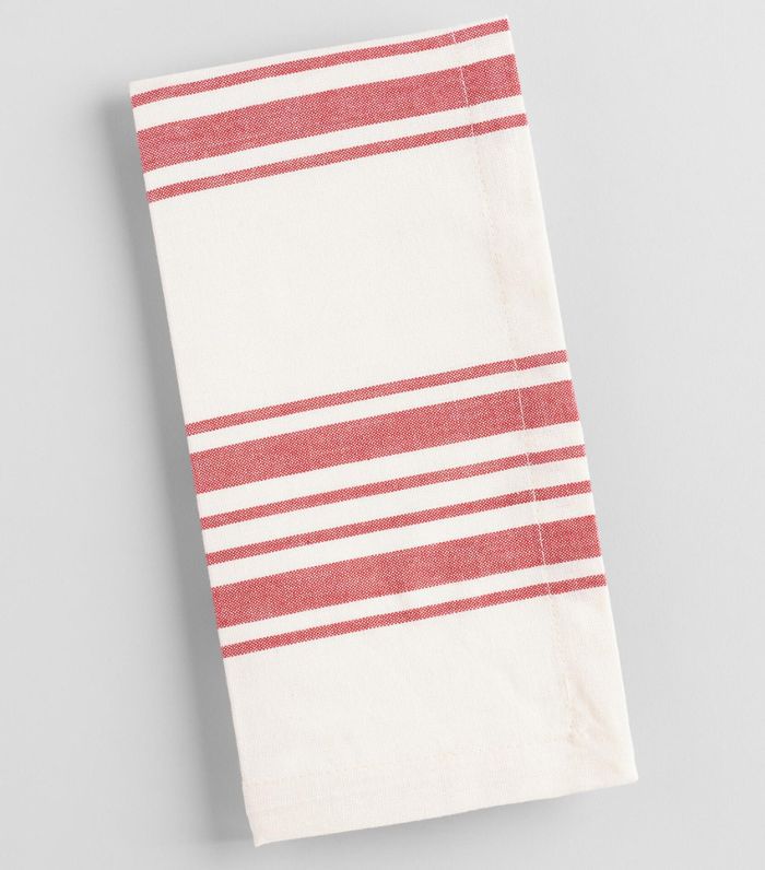 红色别墅条纹餐巾套4 -棉花由世界市场”class=