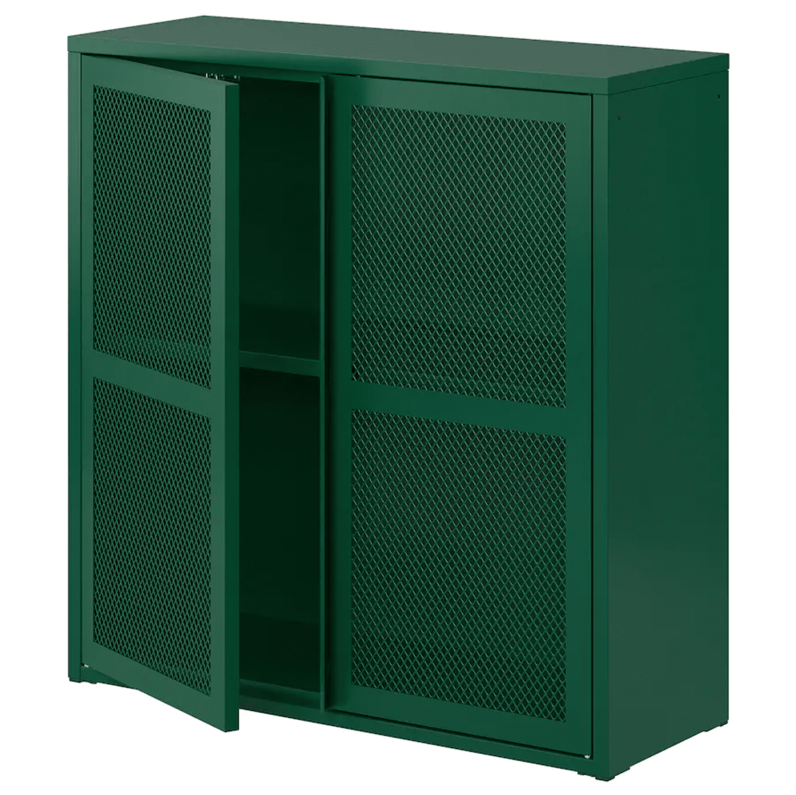 一组用亮绿色渲染的网状橱柜