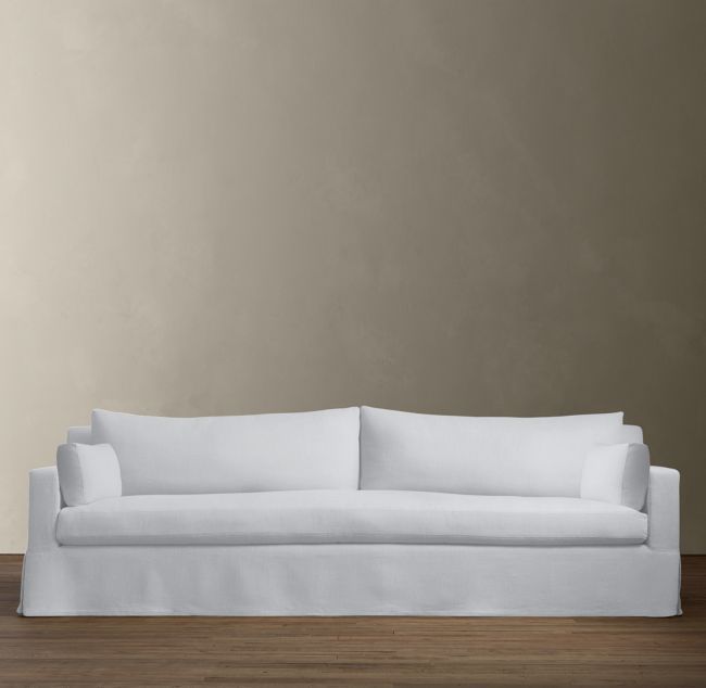 恢复硬件比利时节臂Slipcovered沙发