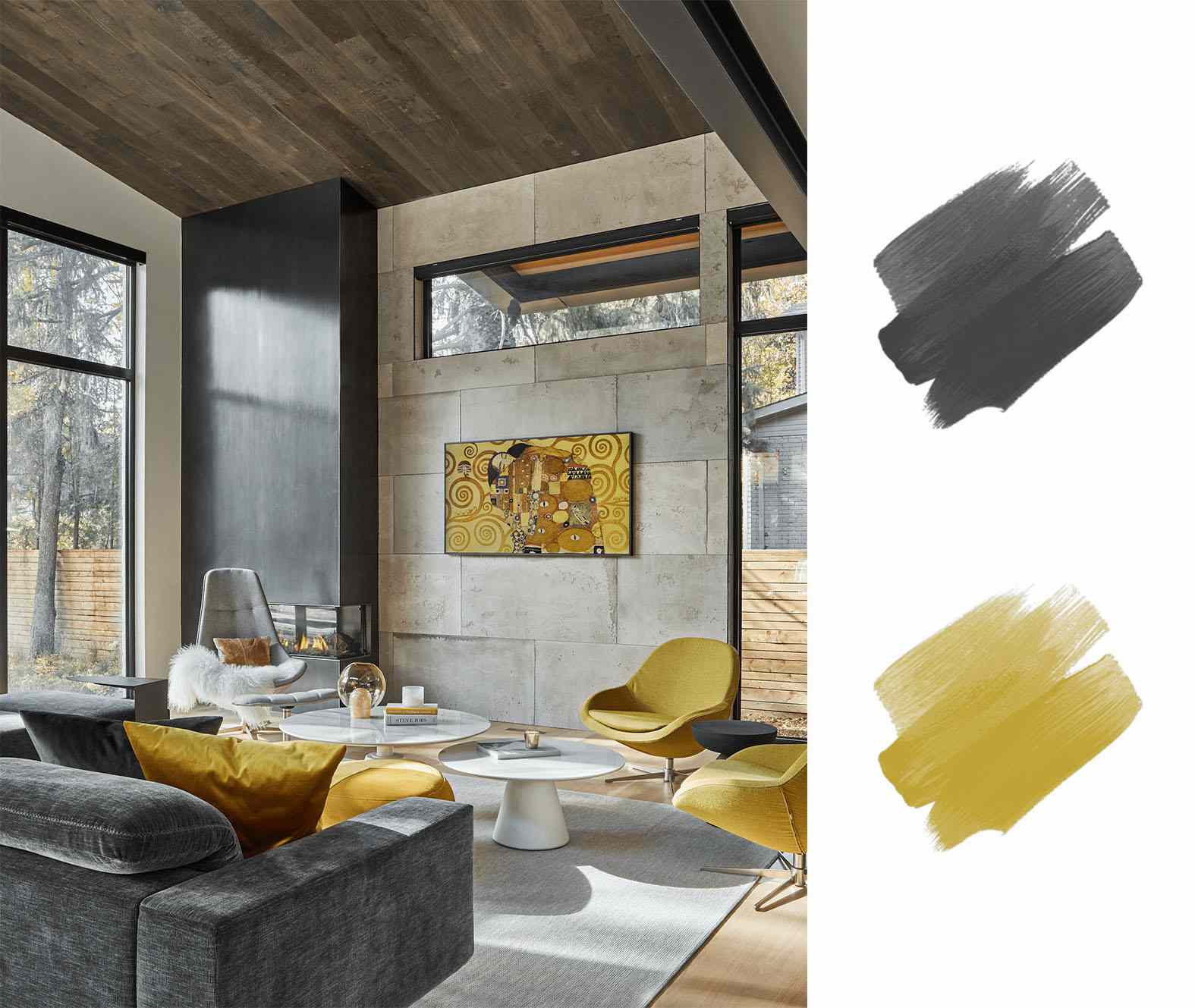 最佳室内配色方案 - 黄色和黑色“class=