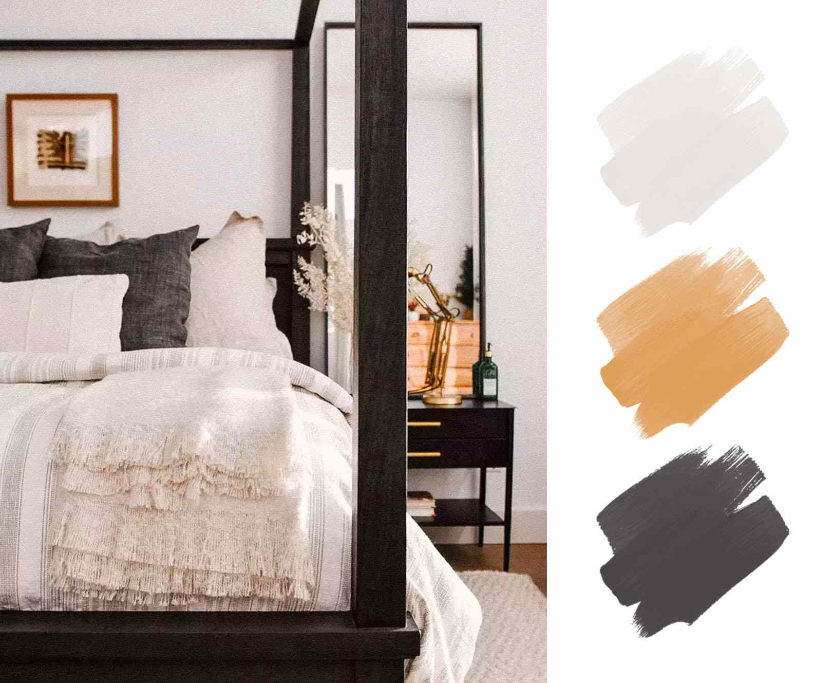 最佳土色调调色板-米色、棕褐色和灰色卧室