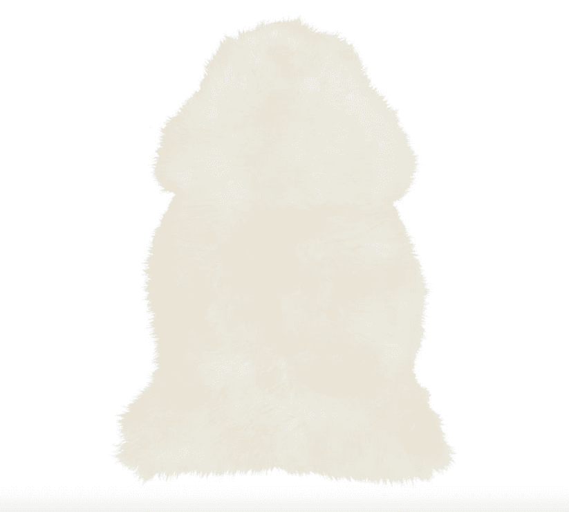 单皮羊皮地毯，2x3'，象牙