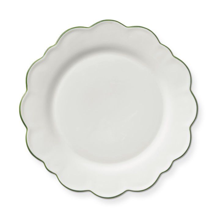 艾琳·兰黛为威廉姆斯·索诺玛(Williams Sonoma)设计的扇形绿边餐盘，一套4个