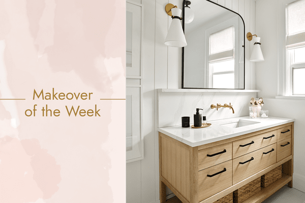 完成浴室与天然木制双梳妆台。