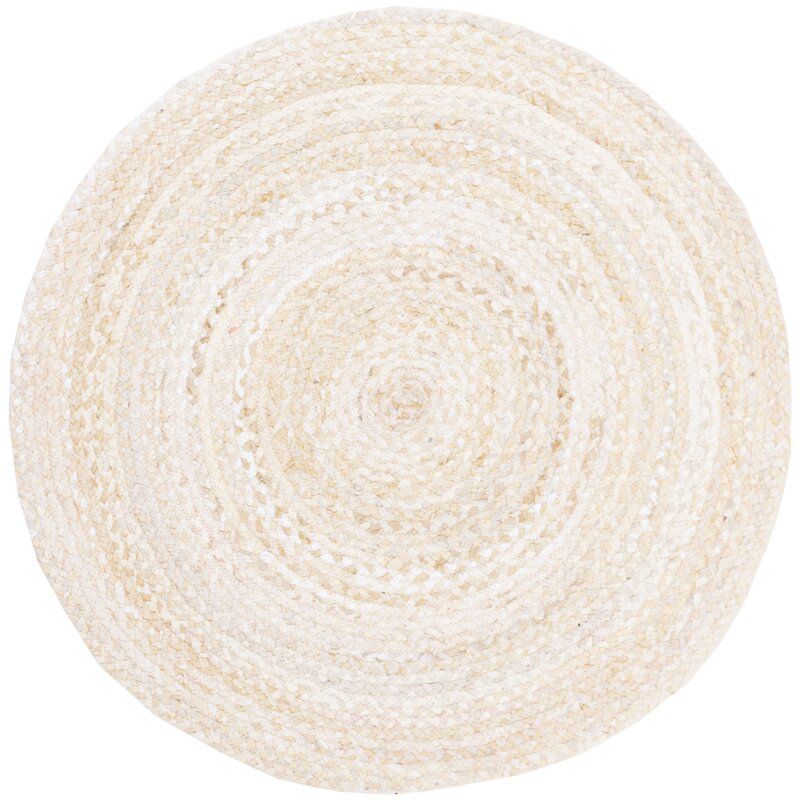 Casen手工编织的棉质米色区域地毯