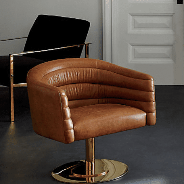 CB2 - Cupa马鞍皮革旋转底座椅