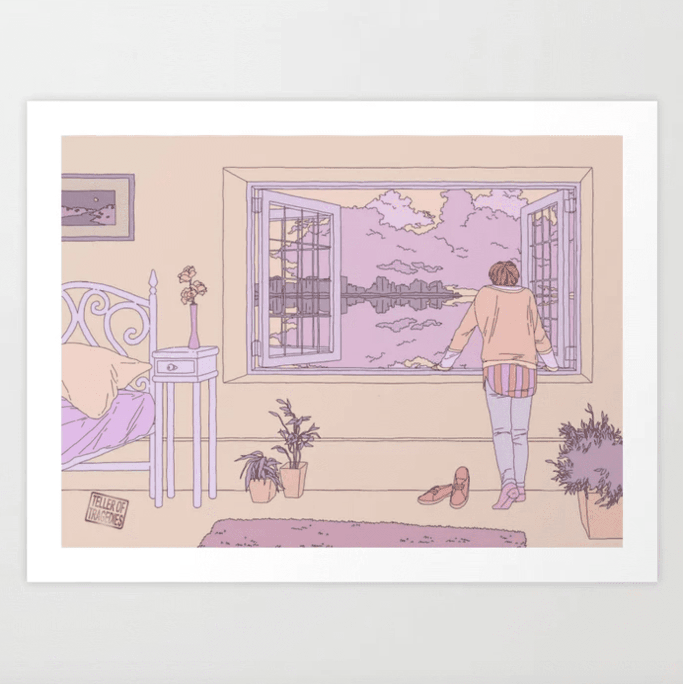 粉红色和淡紫色的艺术印花