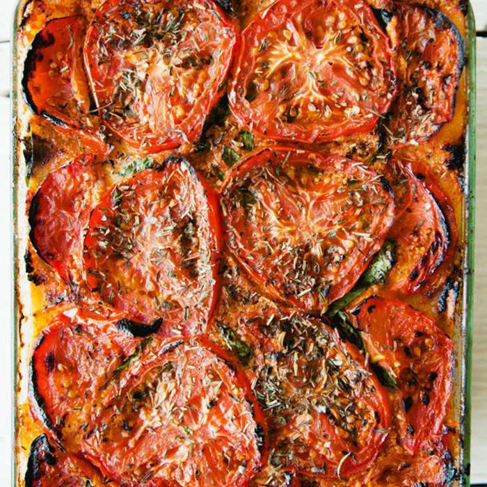 烤蕃茄古素食烤宽面条