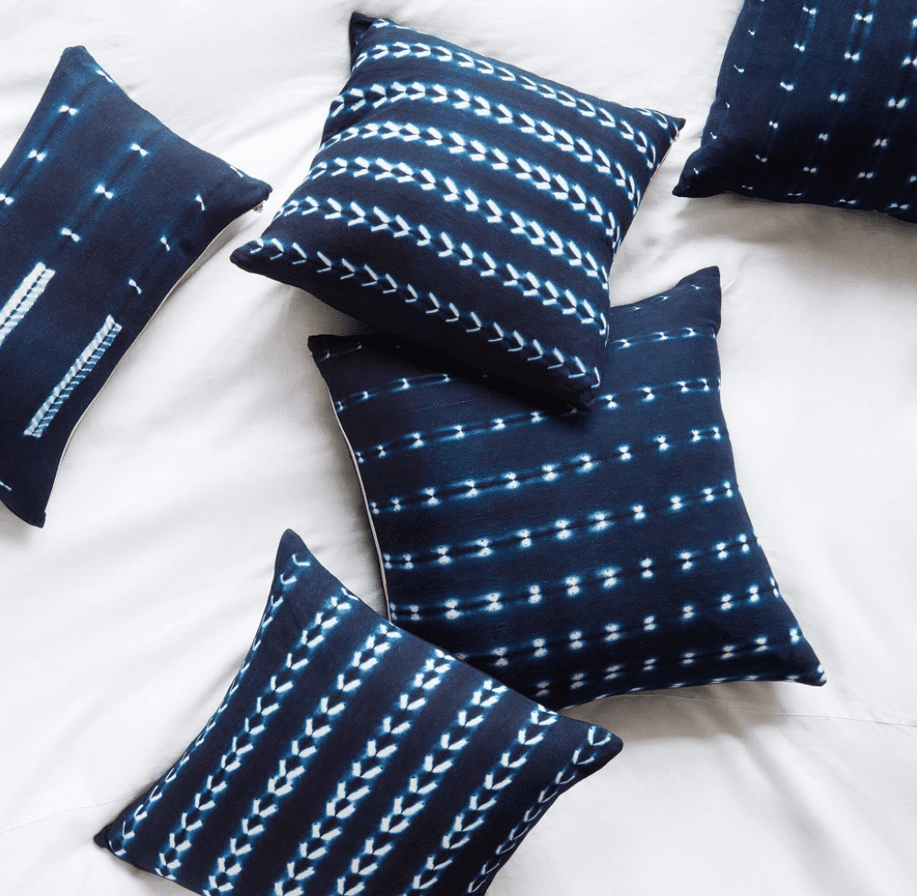 靛蓝shibori枕头