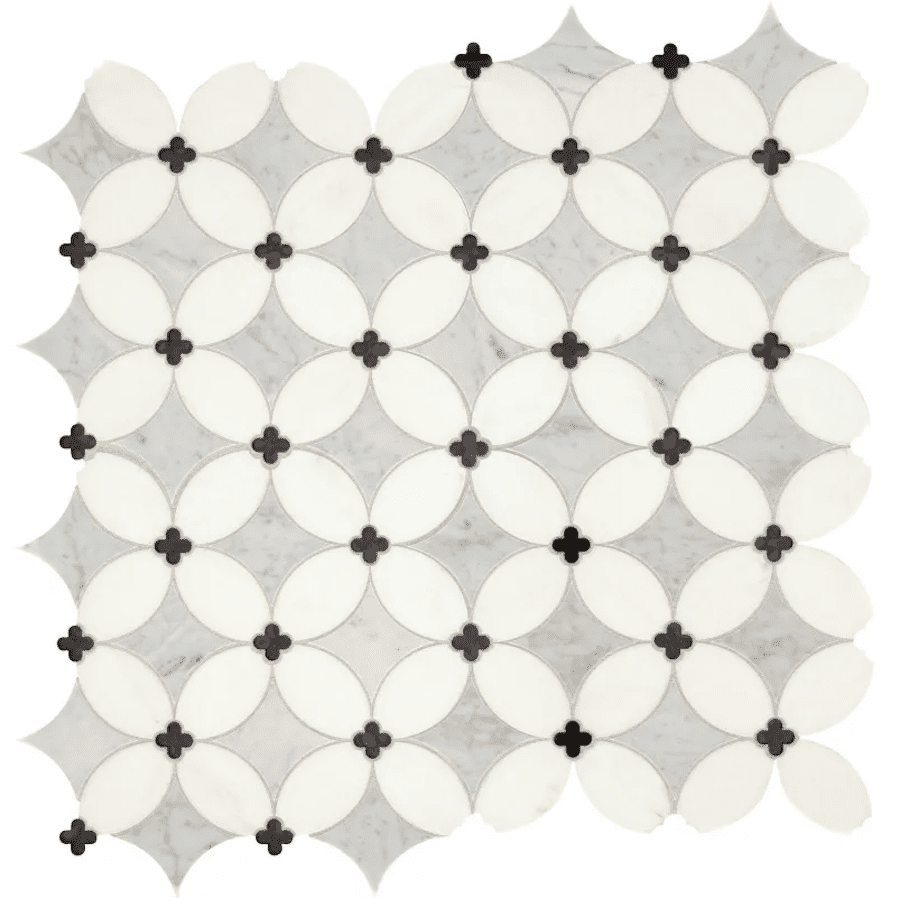 一系列印刷的灰色瓷砖，你可以在Build.com上购买