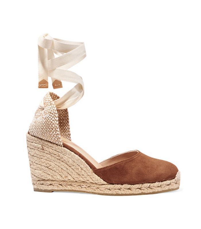 隆背麂皮楔形帆布鞋”class=