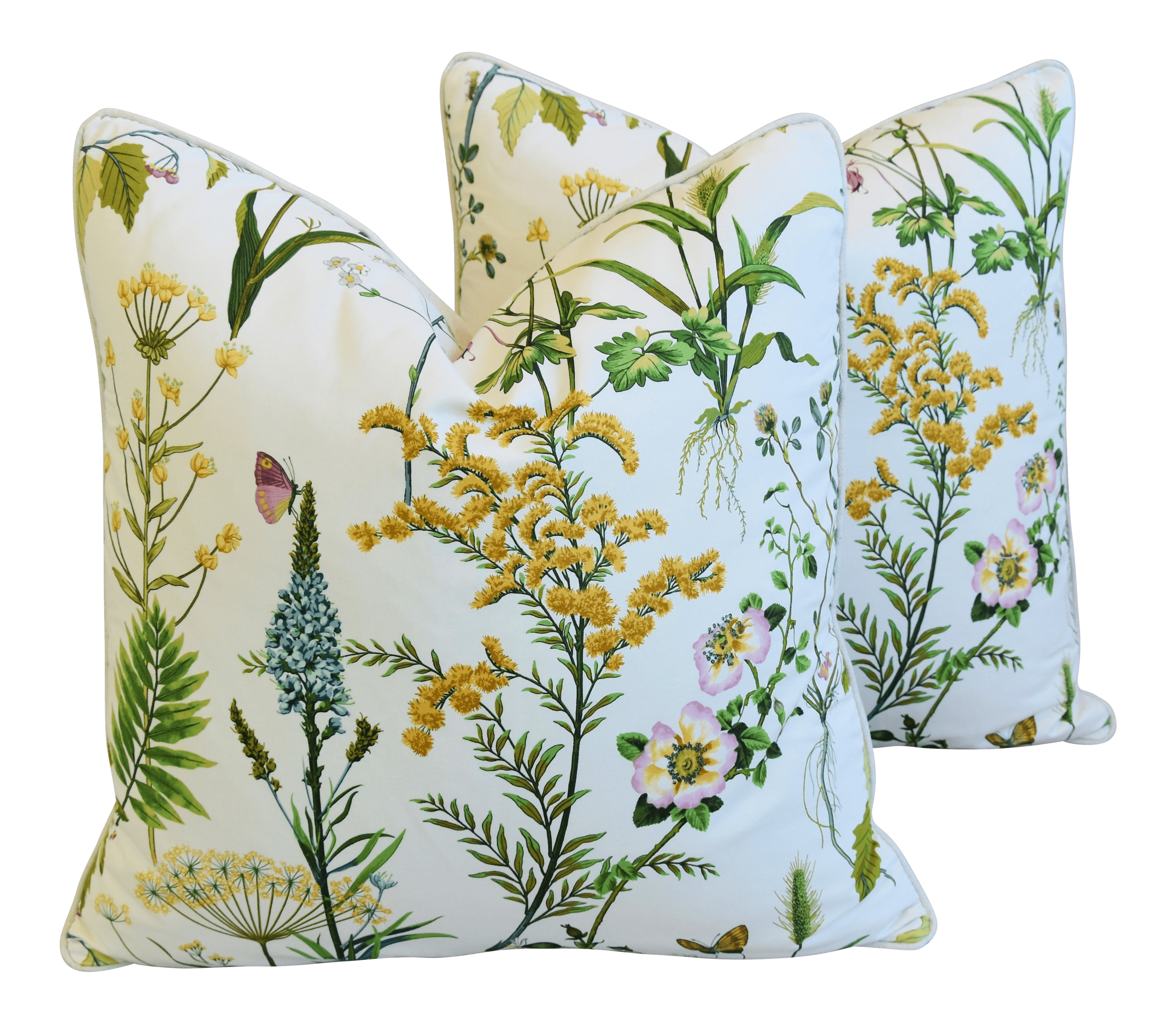 野花植物枕头。