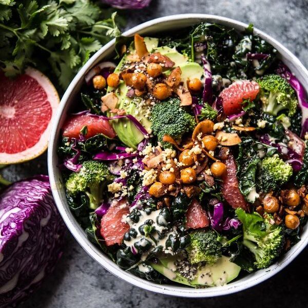 绿花椰菜，葡萄柚，沙拉