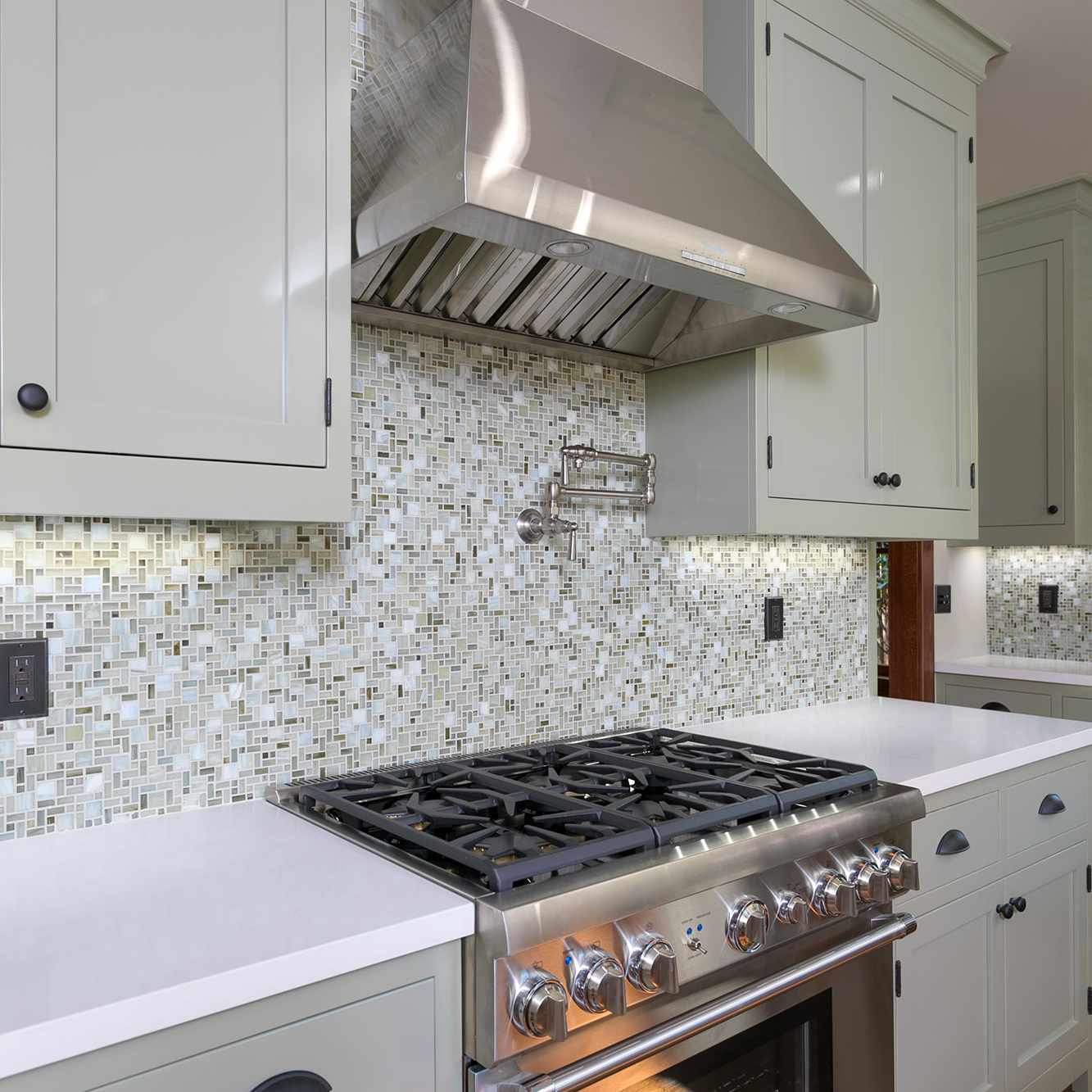 厨房配有柔软的绿色节目