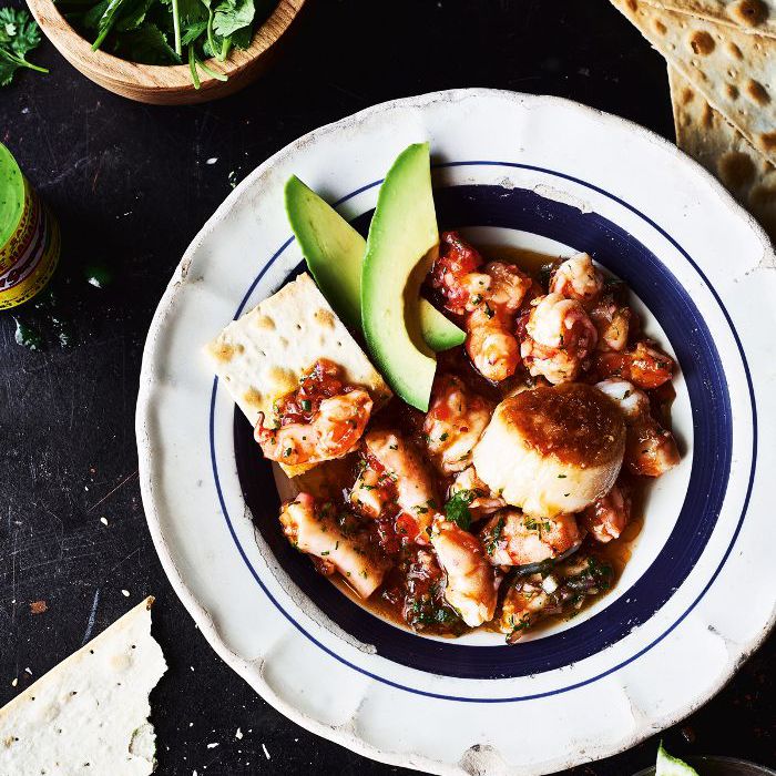 虾，扇贝，及八达通酸橘汁腌鱼