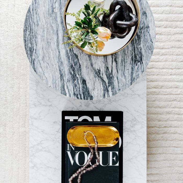 西榆树大理石咖啡桌