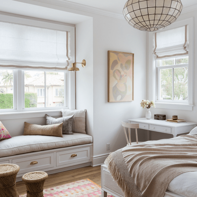 最好的卧室想法-卧室有窗的座位和书桌