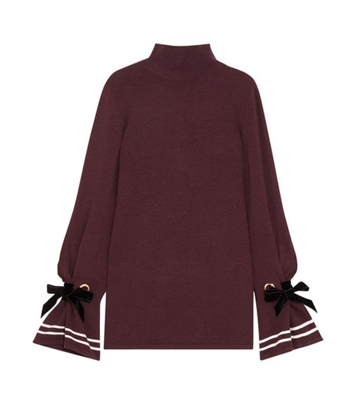 阿克塞尔弓形装饰弹性针织高领毛衣“class=