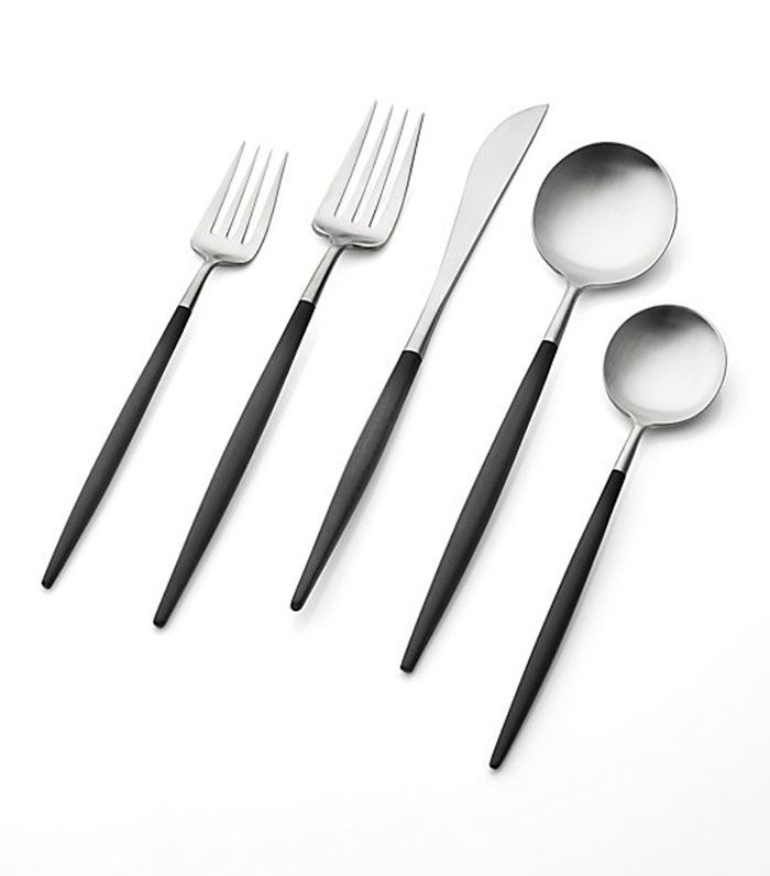 Cutipol航空黑5件餐具地方设置 - 板条箱和桶”class=