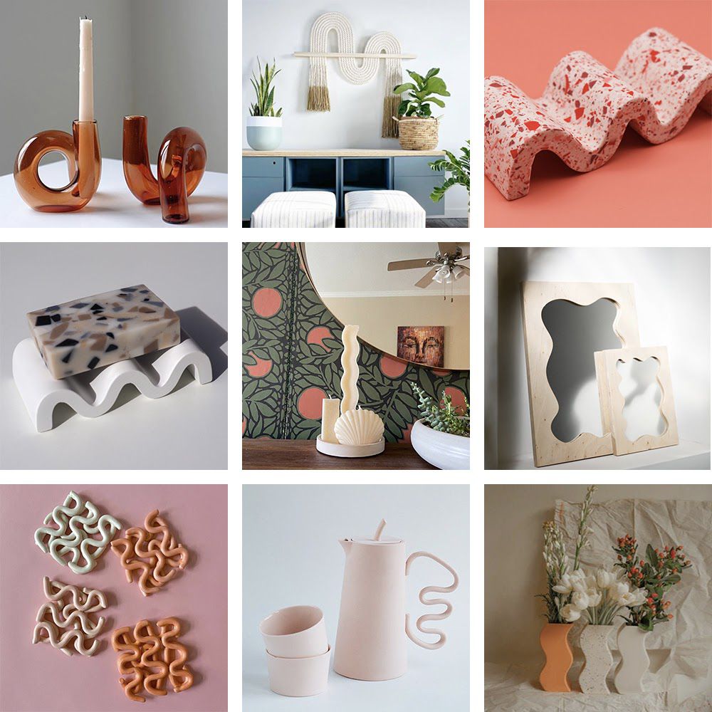 波浪装饰趋势拼贴画。