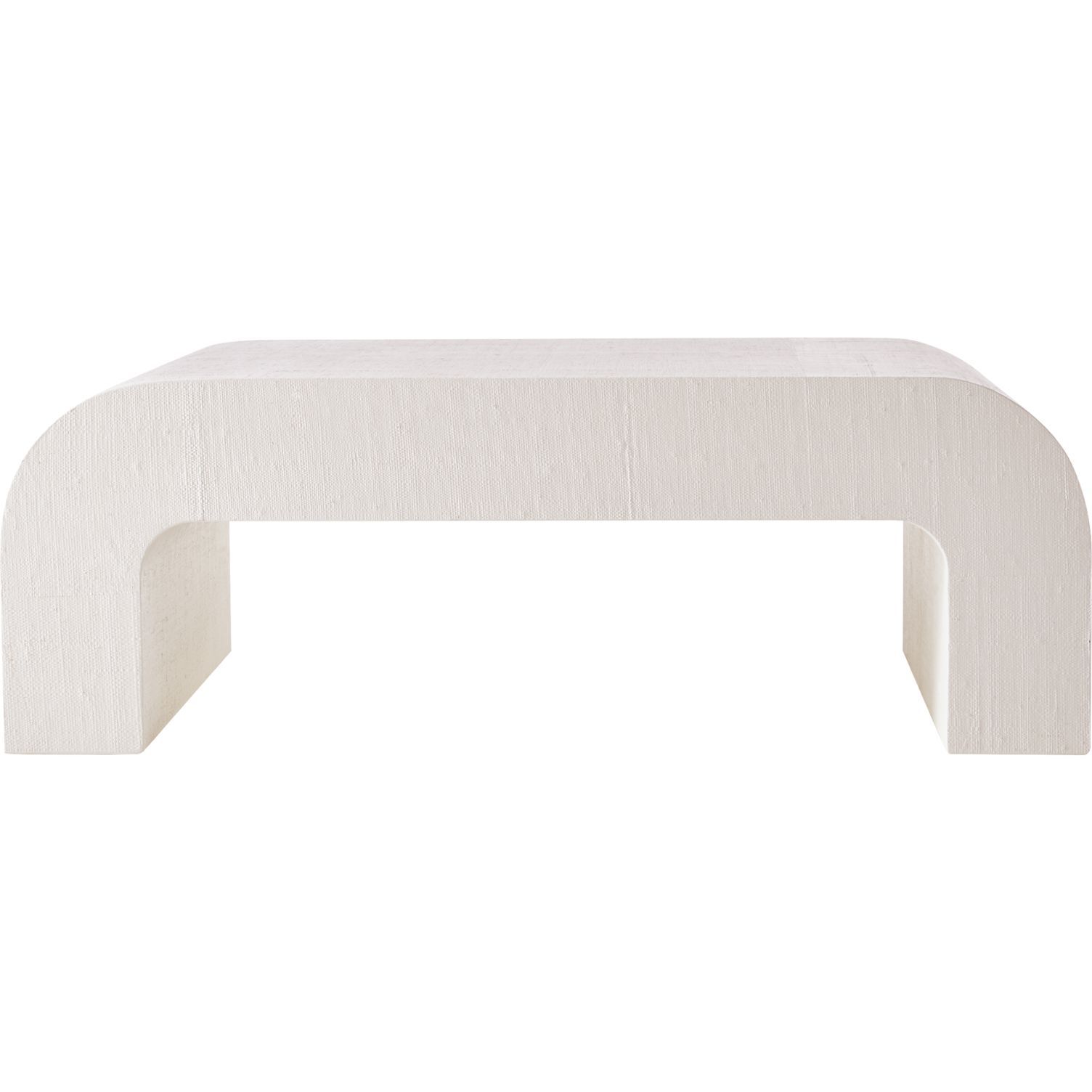 马蹄形白漆亚麻茶几