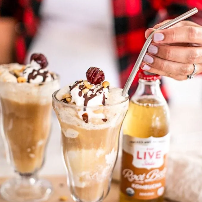 健康的，不含牛奶的根啤酒