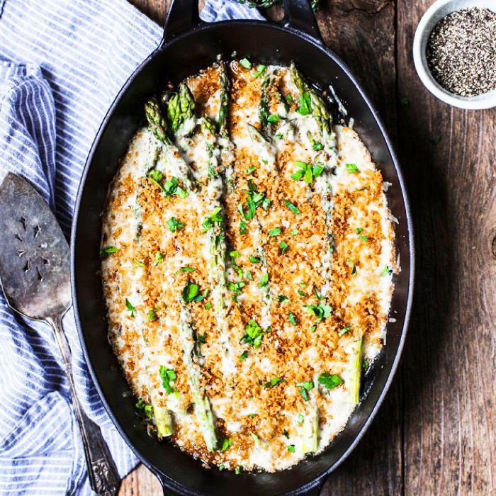 素食食谱秋季 - 芦笋焗有格鲁耶尔Panko