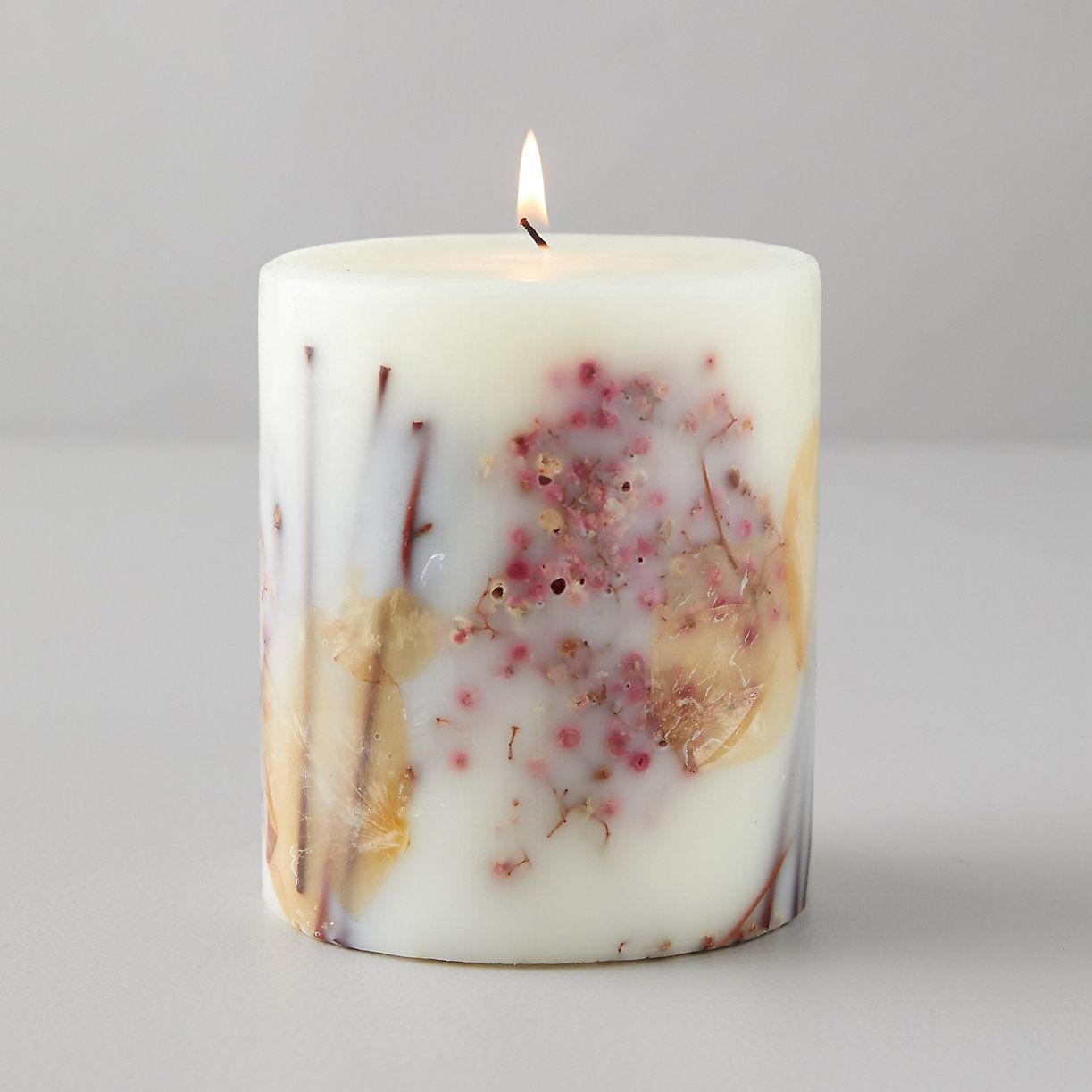 按下植物蜡烛，杏玫瑰