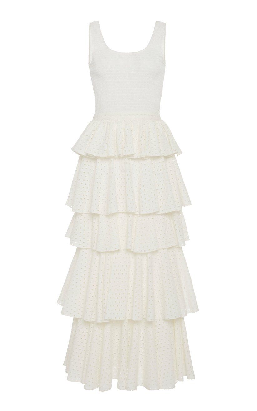 罗得纳奥米分层Broderie安格莱斯棉南部连衣裙