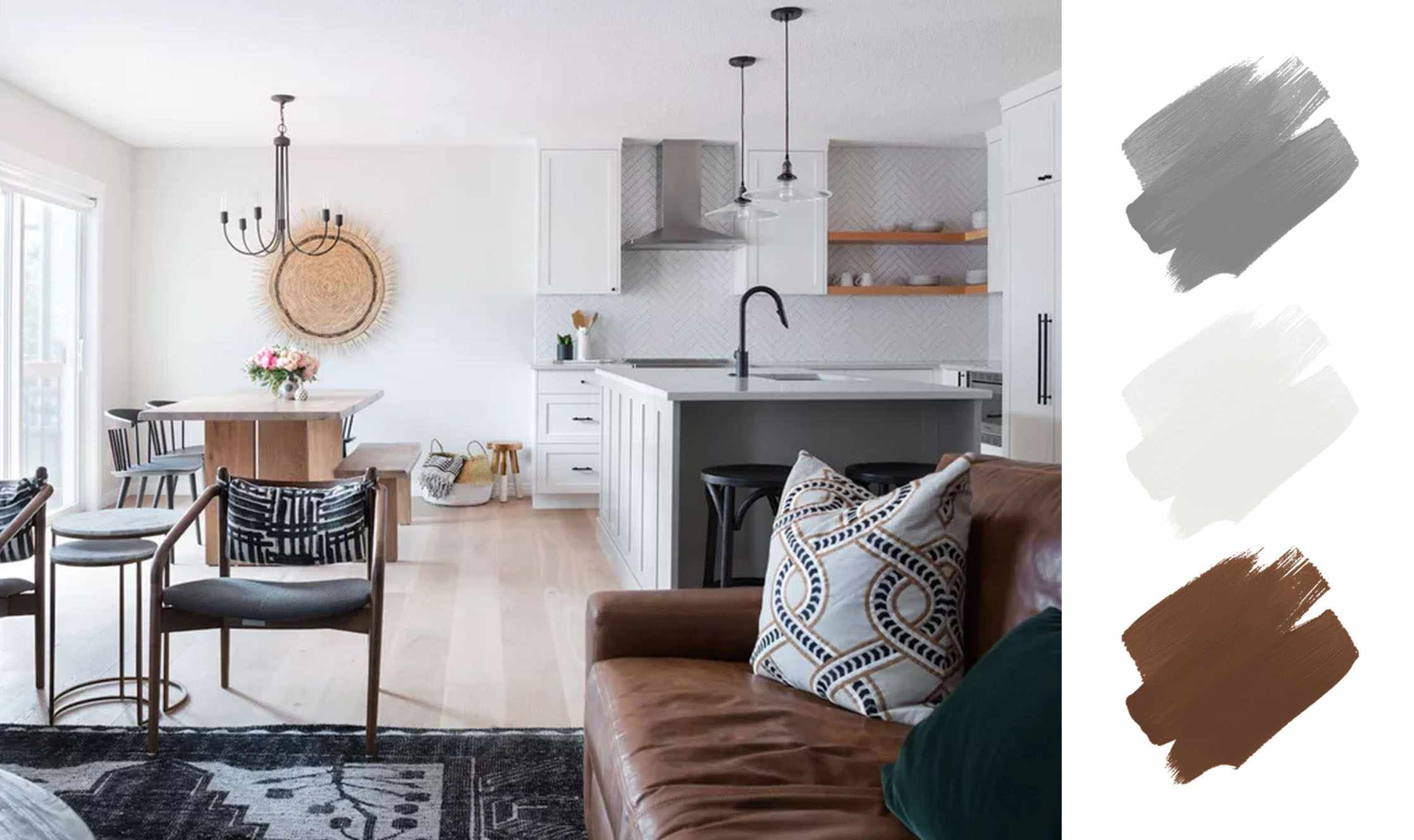 最好的大地色调-灰色，白色，棕色，客厅