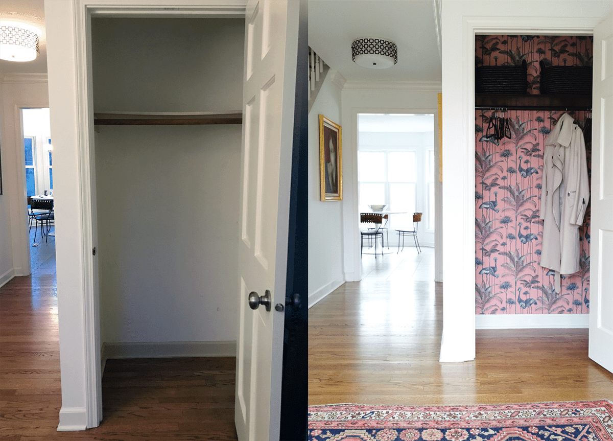 用墙纸装饰大厅壁橱