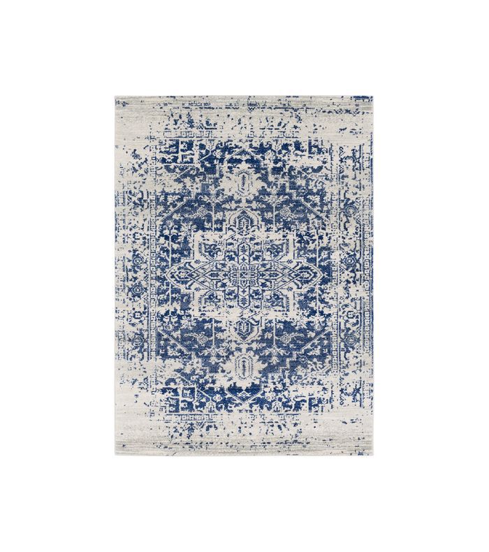 Lulu & Georgia Prisha地毯，白色和蓝色